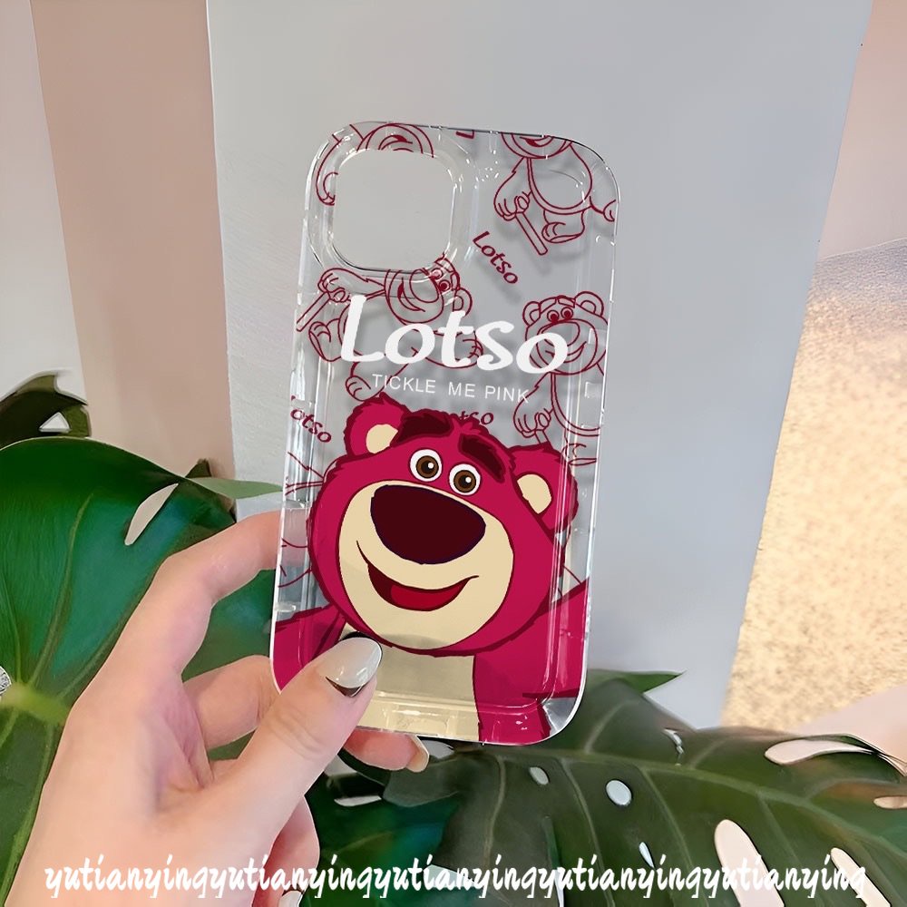 IPHONE Case Kompatibel Untuk Iphone11 6 6S 7 8 Plus XR 13 12 14 Pro MAX X XS MAX Kartun Yang Indah Manyo Beruang Strawberry Lucu Bening Shockproof Airbag Lembut TPU Silicon Phone Cover