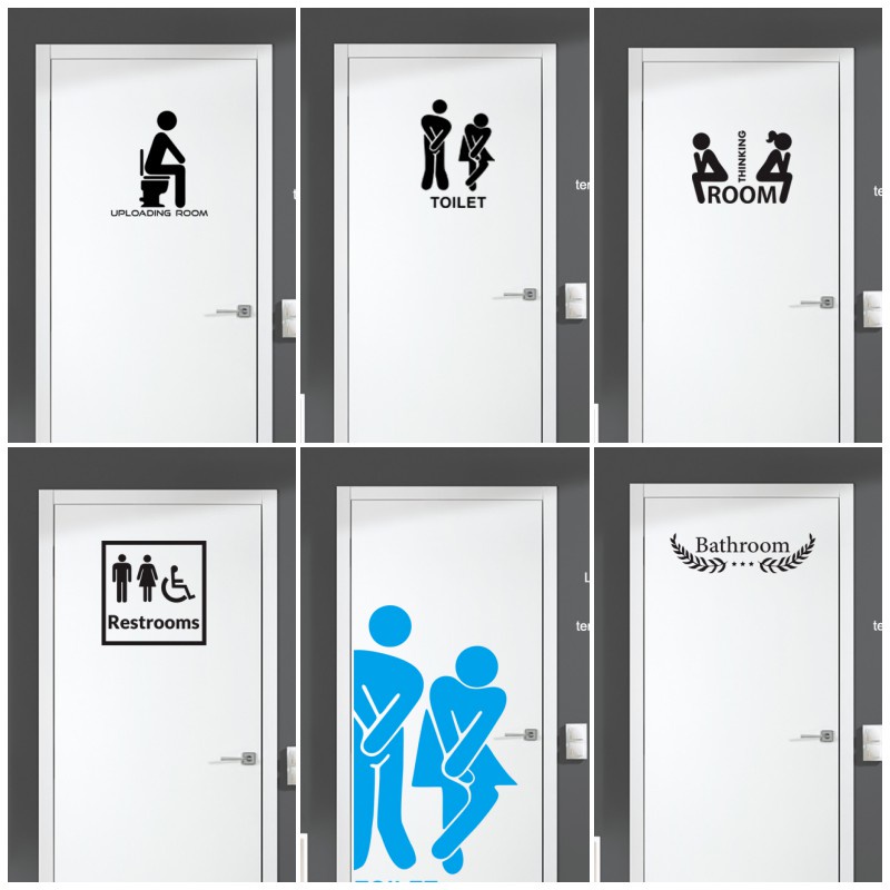 Stiker Pintu WC Toilet Bathroom Sticker Kamar Mandi WC Anti Air Cutting