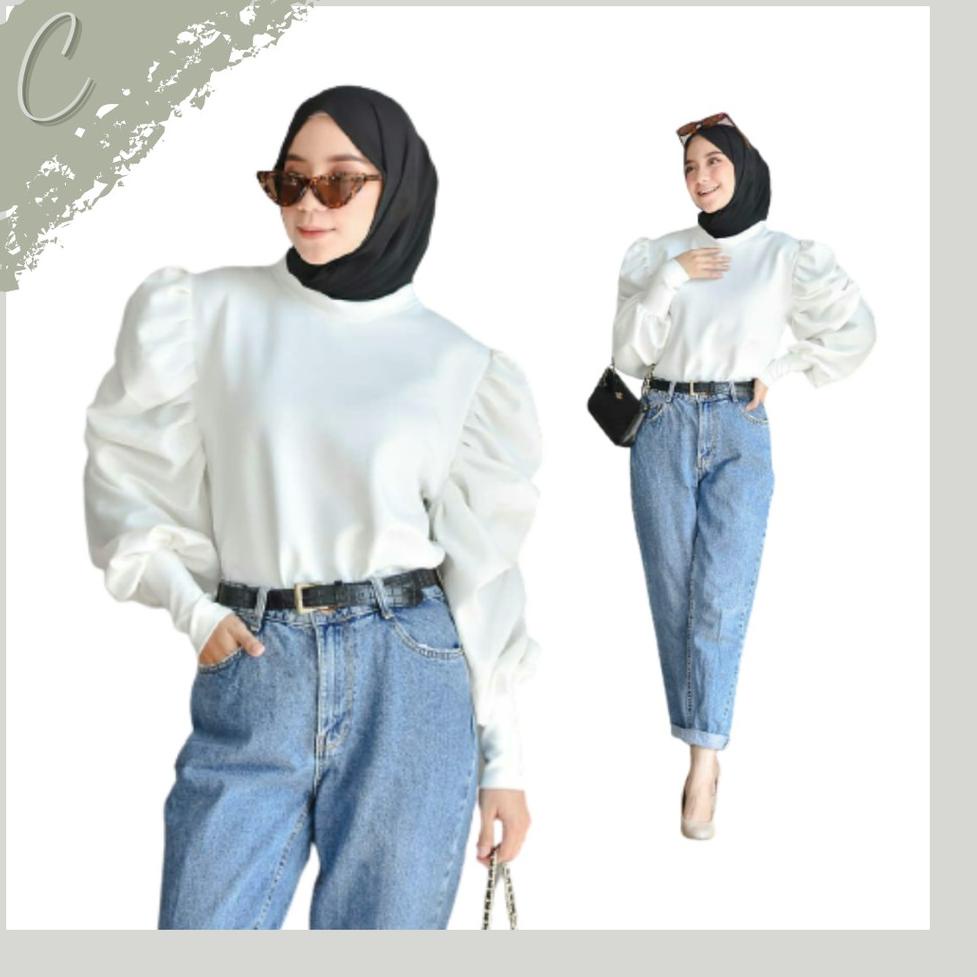 SALE TERBATAS Atasan Wanita Terbaru Melva Blouse, Blouse Wanita Lengan Balon, Bluse Inner Kekinian T