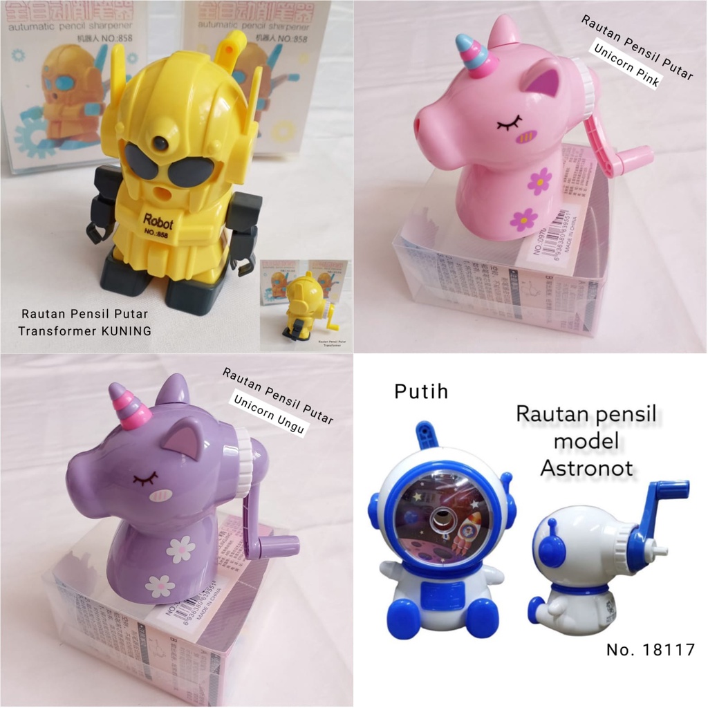 Rautan Pensil Putar Meja Fancy Box mika Unicorn Astronot transformer