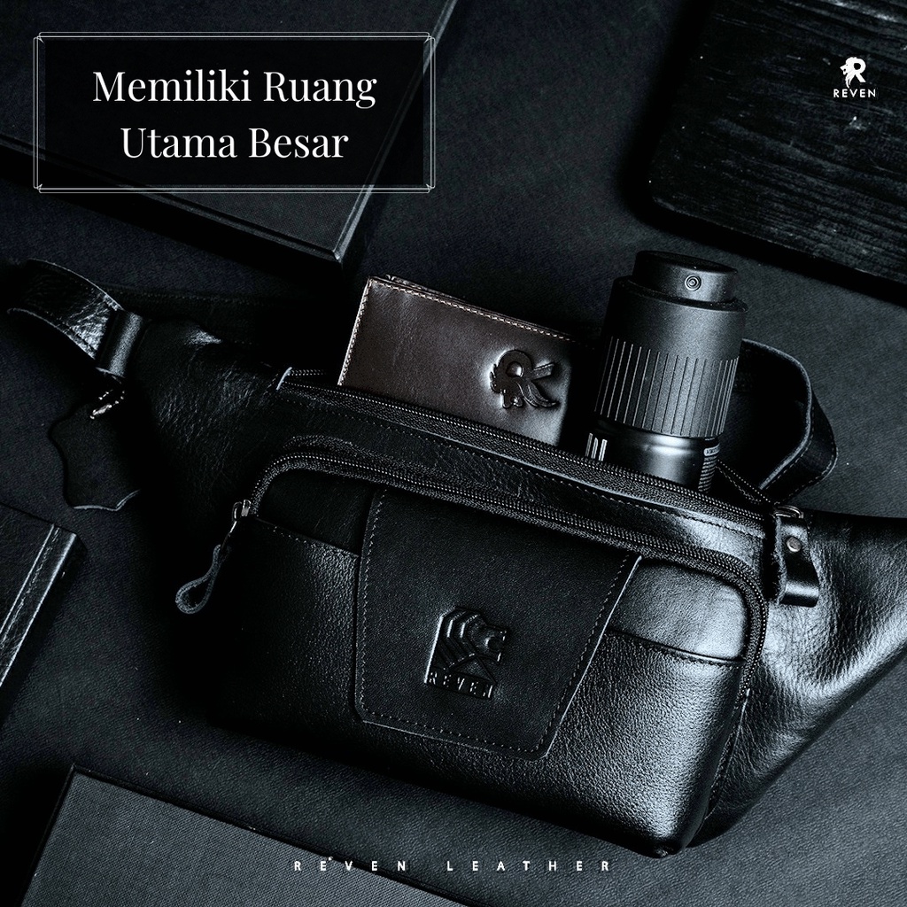 Tas Selempang Pria Kekinian Mode Motorbike Slingbag 100% Original Kulit Sapi Asli Outdoor Activity Fashion Cowok - MAHAMERU WAISTBAG