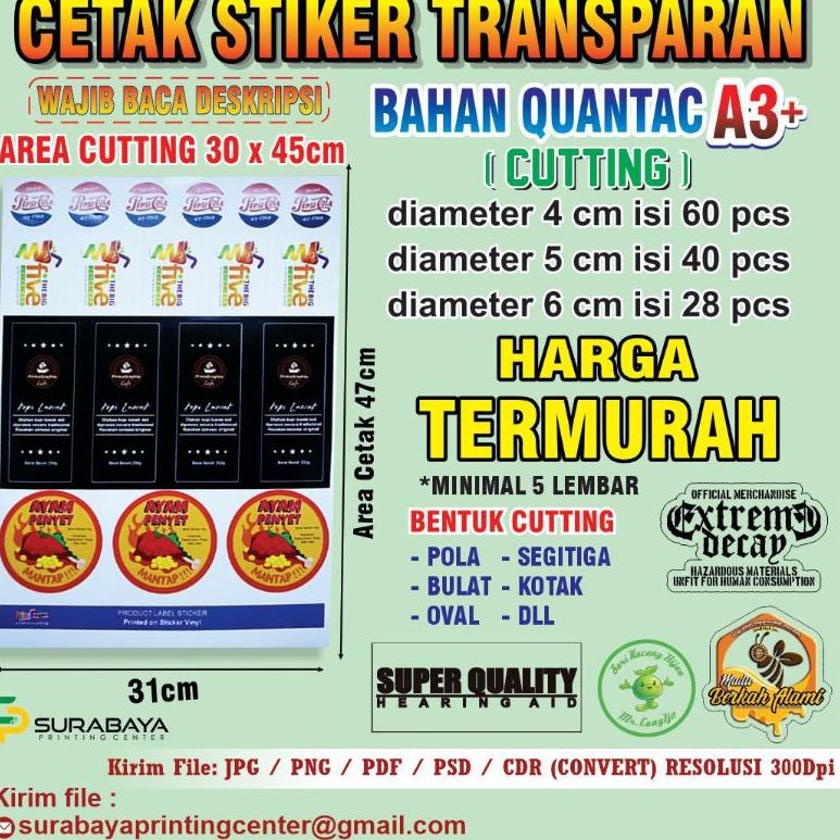 

H97 CETAK STIKER PRINT AND CUT TRANSPARANT QUANTAC A3+ TERMURAHH TERBARU ⇕