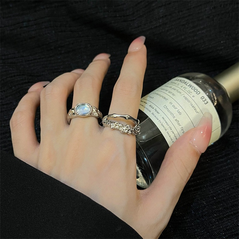 Fashion Moonlit Zircon Open Ring Cincin Jari Telunjuk Desain Khusus