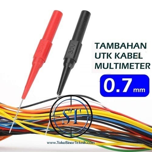 1 Set Jarum Tusuk Kabel Multimeter Needle Puncture Test Probe Micro Pin Merah Hitam