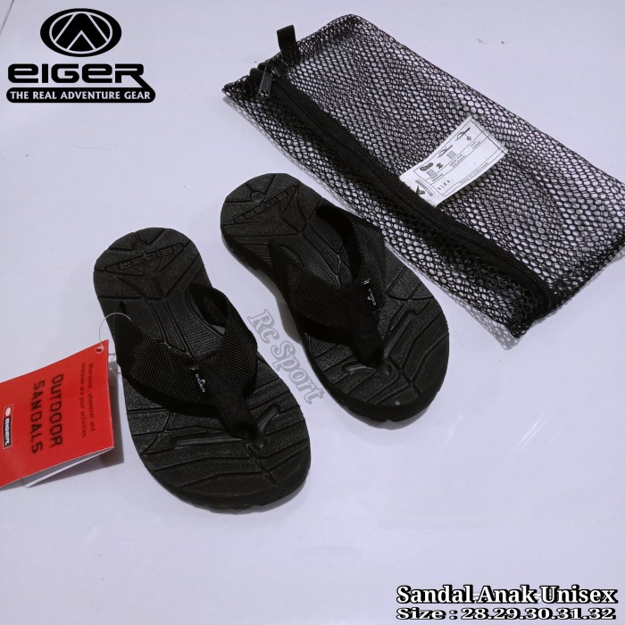 sandal anak perempuan Sendal Jepit Anak , Sendal Sandal Eiger , Sendal gunung junior - Hitam, 28(G1R