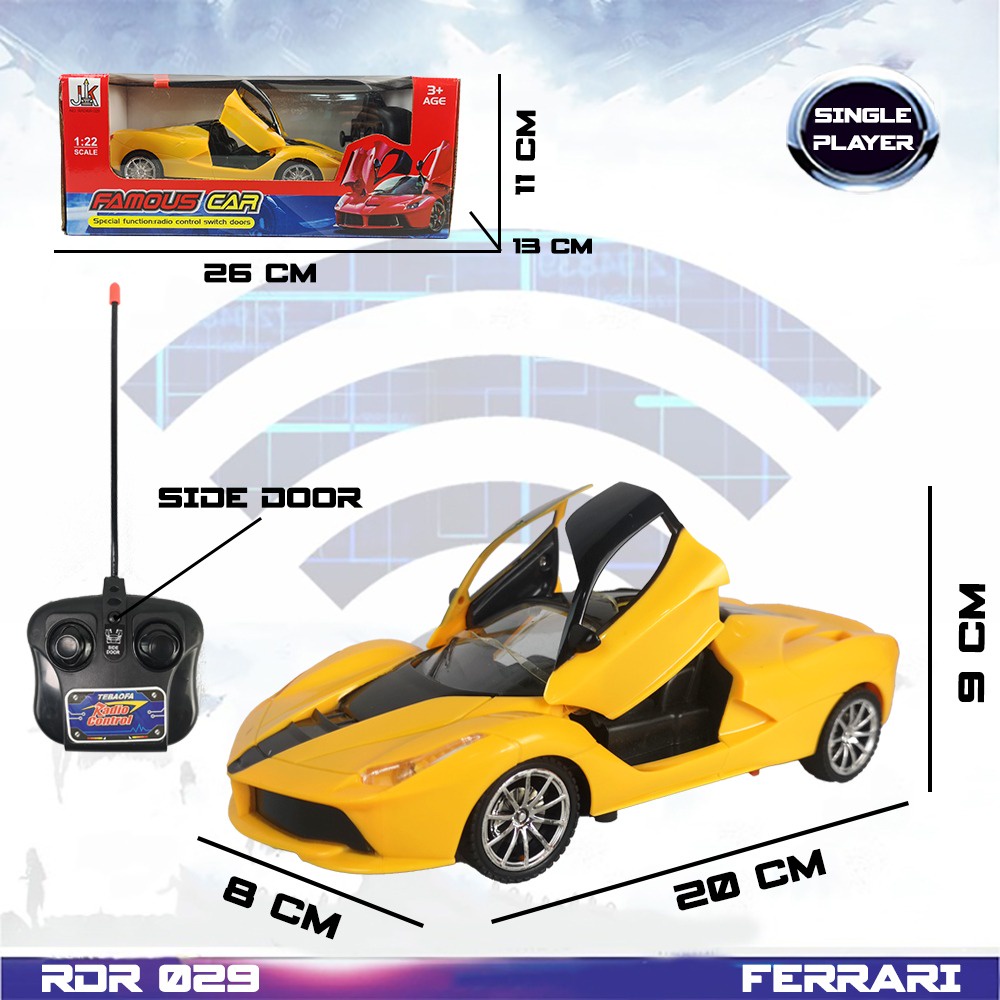 RDR029 Kuning RC Ferrari Buka Pintu Mainan Anak Mobil Remote Control Radio Control Hobi Koleksi Remo