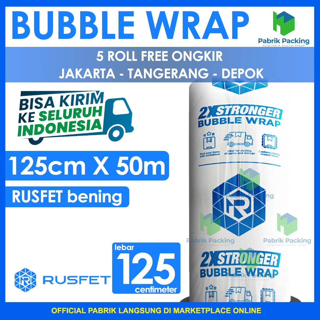

PLASTIK BUBBLE WRAP BENING TEBAL 125CM X 50M BUBBLE WRAP DKM PLUS BUBBLE WRAP RUSFET BENING SUPER