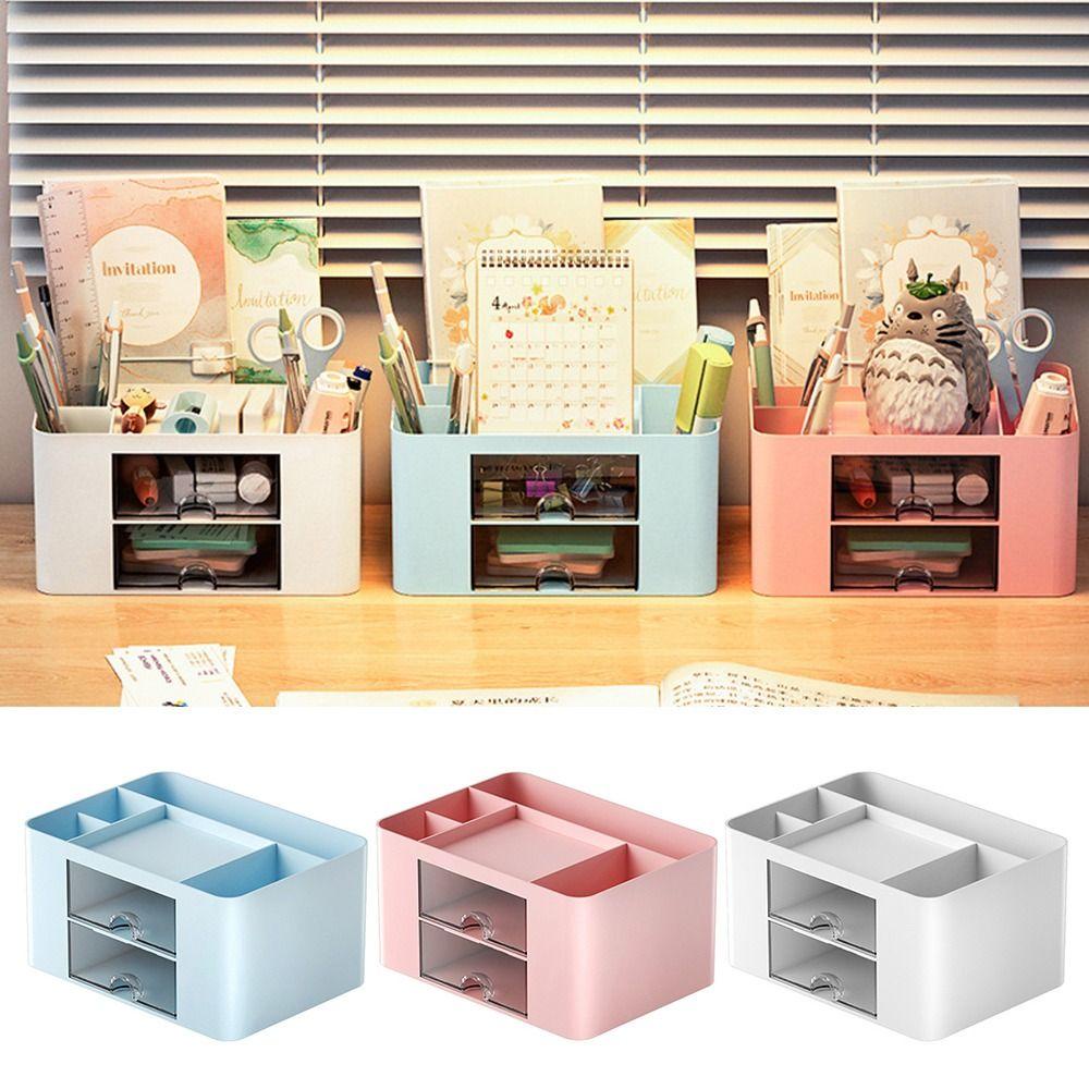 Ins Tempat Pulpen Nanas Dengan Laci Transparan Multiple Compartment Desktop Organizer