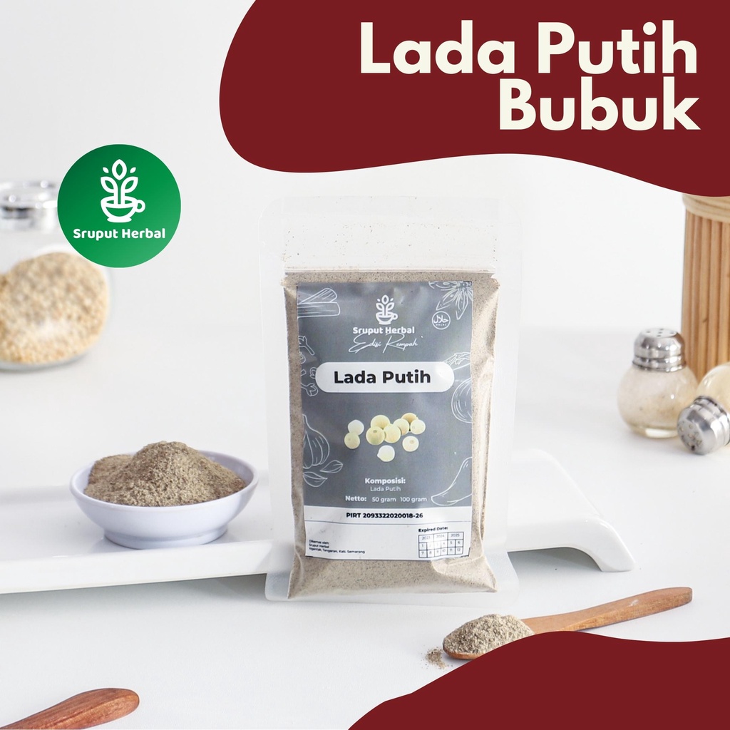 

SRUPUT HERBAL - Bumbu Premium Semua Varian (Kemasan 50g) Lada Putih Bubuk