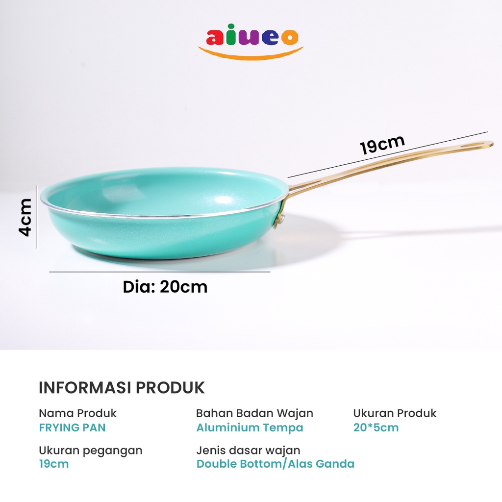 Penggorengan Anti Lengket - Frying Pan 20Cm Marble Frying Plate Anti Lengket- Teflon Bulat Stainless Steel Serbaguna