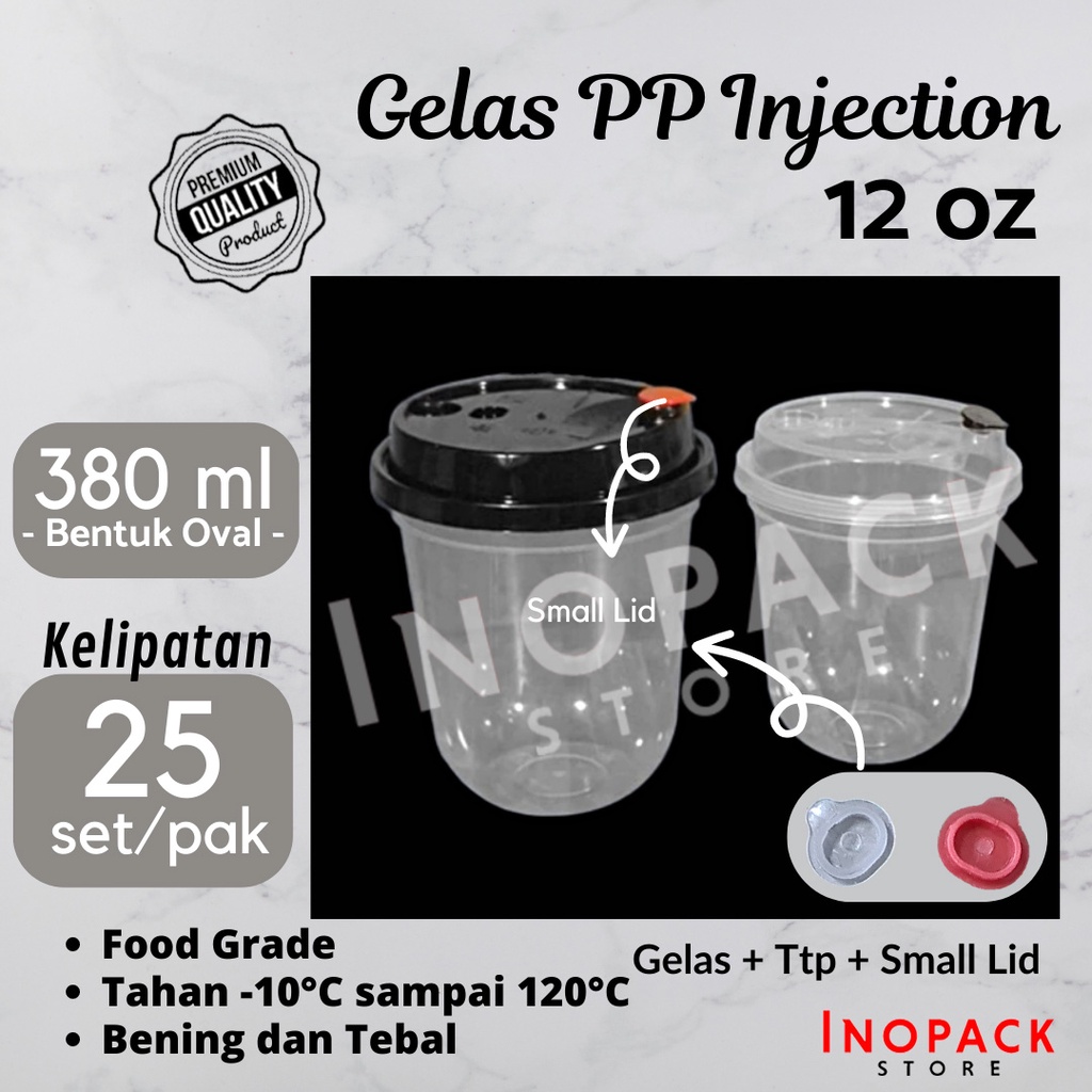 PP cup INJECTION 12oz 380ml gelas plastik boba cheese tea thinwall cup