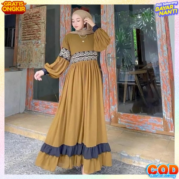 Baju Gamis Ibu2 Pengajian Pakaian Wanita Muslim Cewek Ibu Ibu Remaja Mewah Premium Baju Gamis Pesta 
