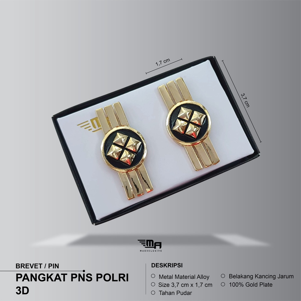 PIN PANGKAT PNS POLRI 3D BRIVET WING