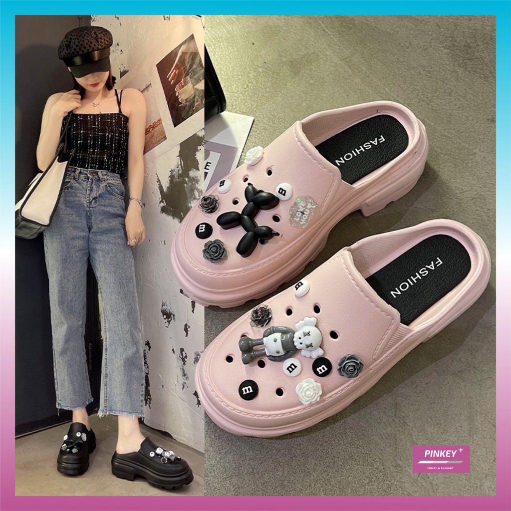 ✅PINKEY P079 Sandal wanita classic Bae Clog platform Jibbitz / Sandal Fashion Wanita Mode Bae Clog