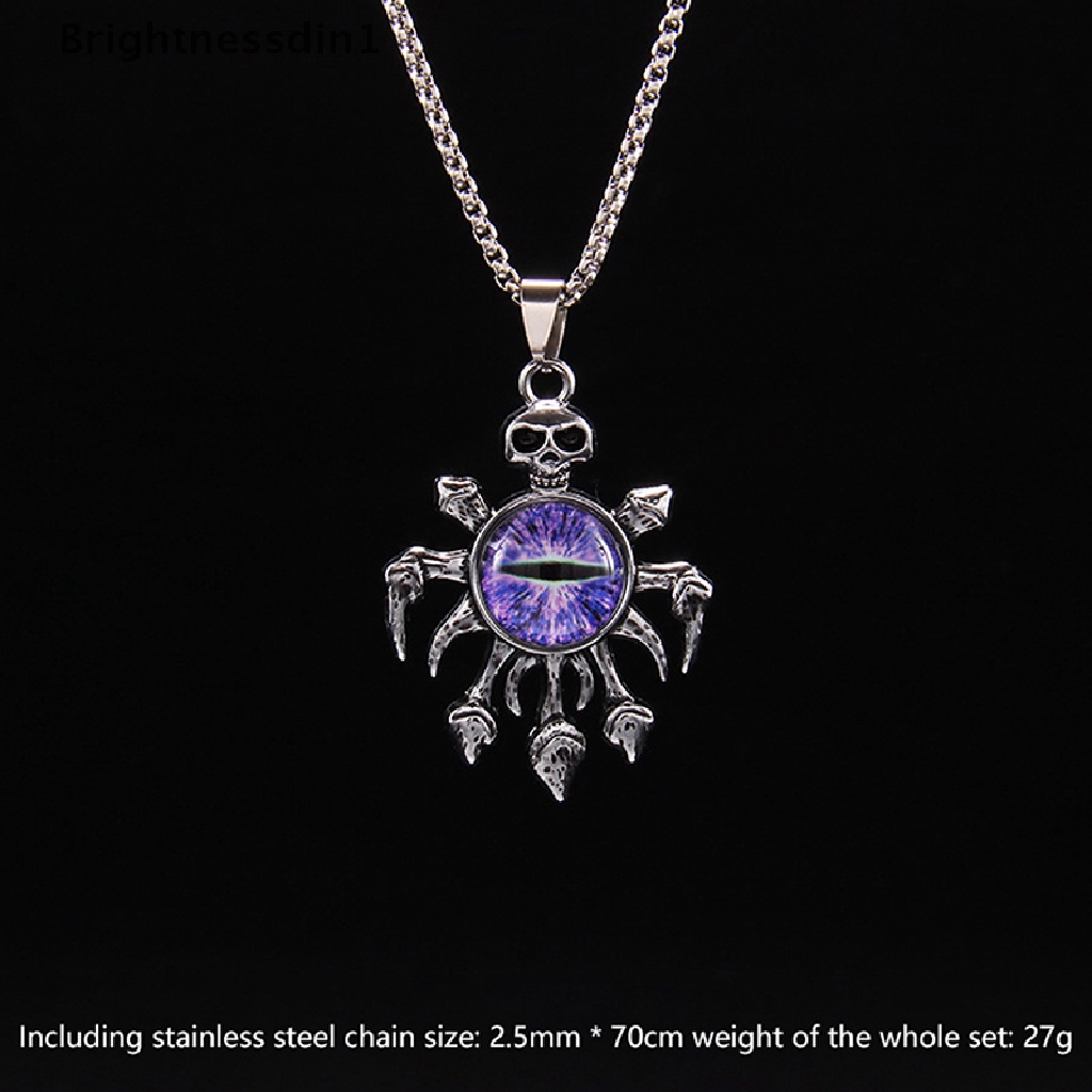 [Brightnessdin1] Retro Pentacle Devil's Eye Pendant Necklace Trend Hip-Punk Magic Skull Pendant Pria Dan Wanita Kalung Anti Karat Butik