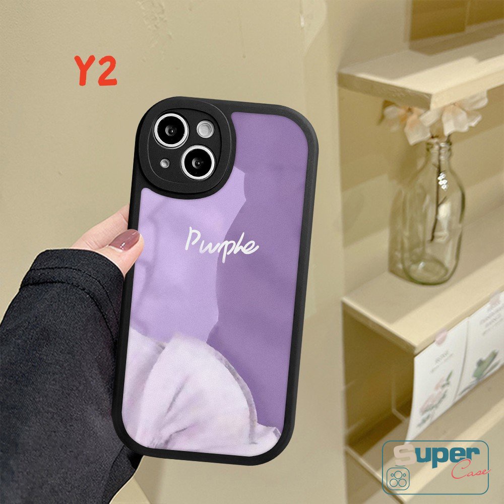 Untuk Oppo A17 A78 A58 A17K A15 A95 A12 A57 A16K A74 A54 A16 A96 A5s A9 A5 A55 A77s A76 A16E A3S A1K A7 Reno 8T 5Z 5F 5 A53 A31 Lukisan Minyak Blok Warna Ungu Love Hati Sarung Soft Case