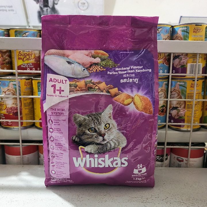 Makanan Kucing Whiskas Mackerel Flavour Adult Kemasan 1,2KG