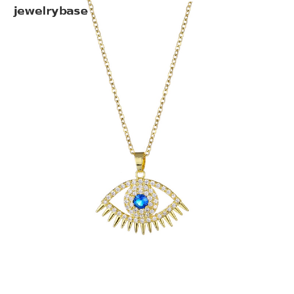 [jewelrybase] Evil Eye Charm Liontin Lapis Emas Asli 18K Cubic Zirconia Perhiasan Kalung Butik