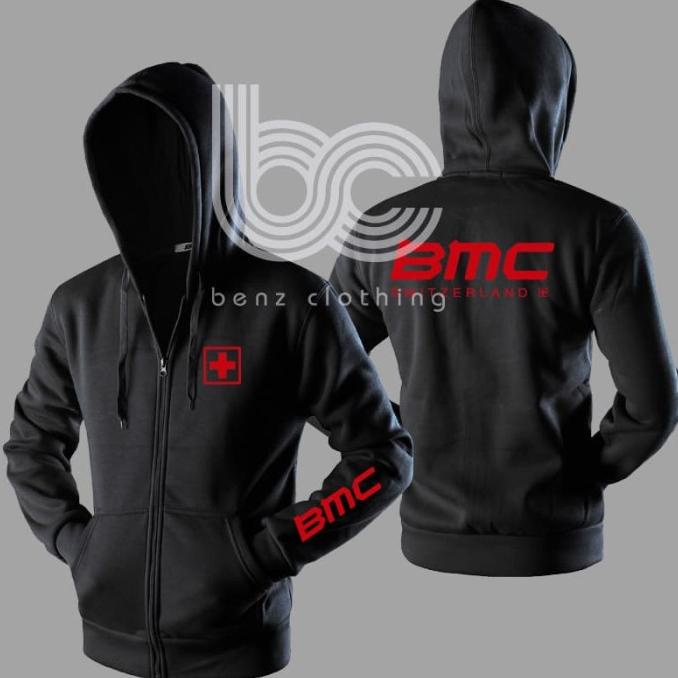 Jaket Hoodie Sweater BMC Outerwear Pria Wanita Zipper Resleting Depan Polos Sablon Polyflek Korea
