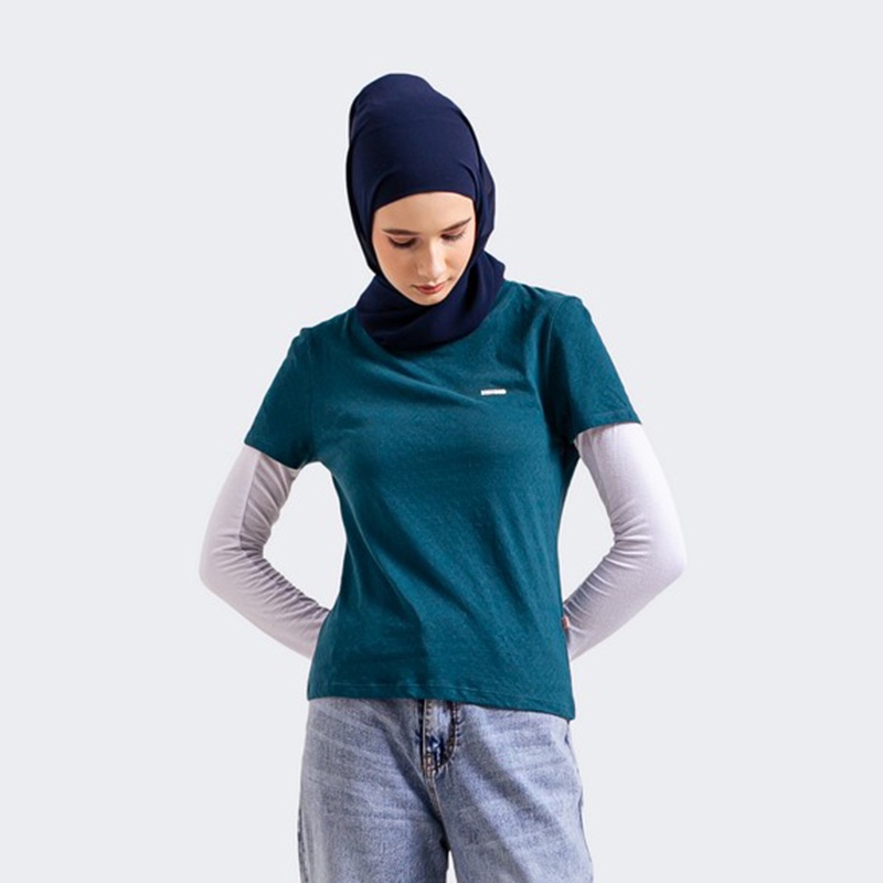 3Second Original Kaos Wanita Polos Lengan Pendek 100% Cotton Katun Tshirt Basic Hijau Deep Teal 0211