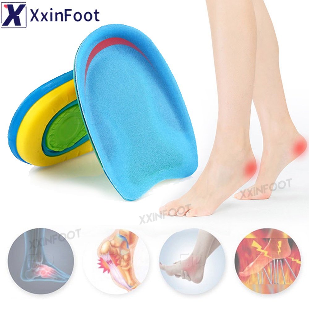 Silicone Gel Sepatu Insole Heel Cup Bantalan Plantar Fasciitis Insert Perawatan Kaki Bantal Setengah Pad Pria Wanita