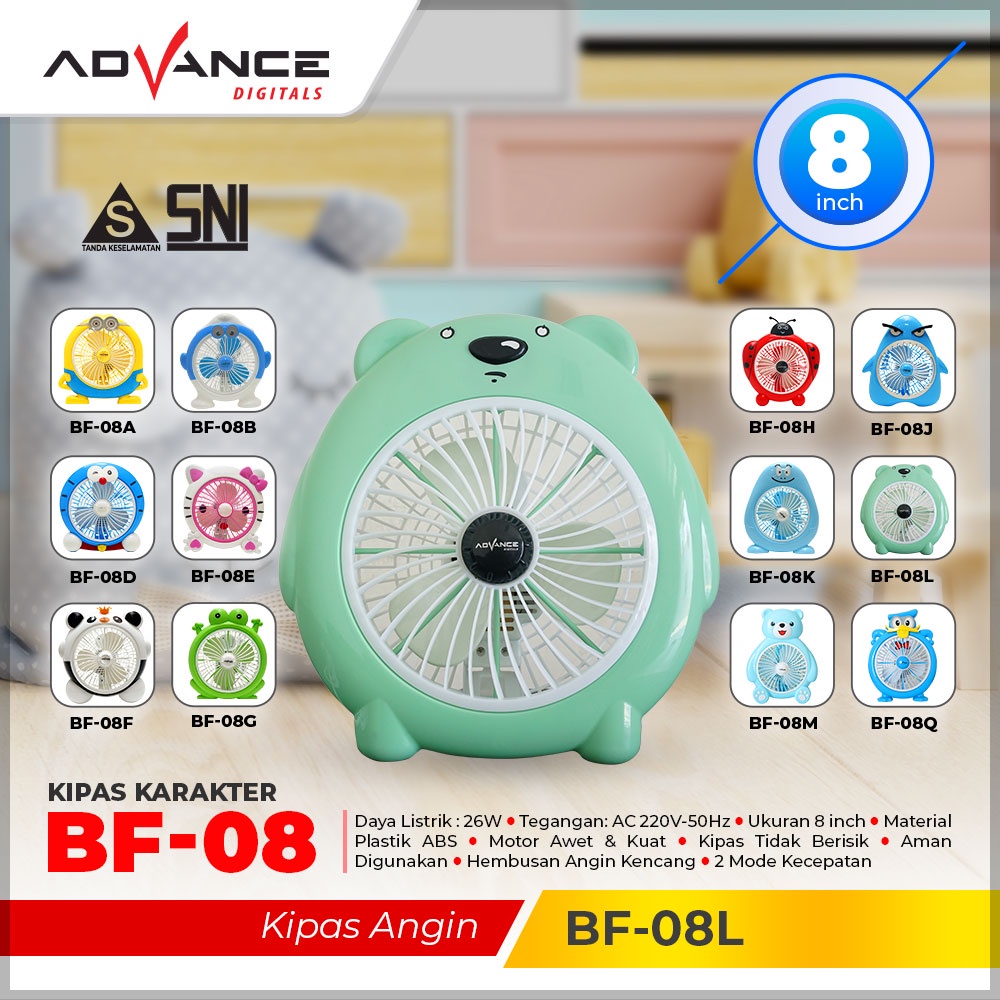 Advance Digitals Kipas Angin Karakter Digitals BF-08 |Garansi Resmi Advance| Varian Gambar