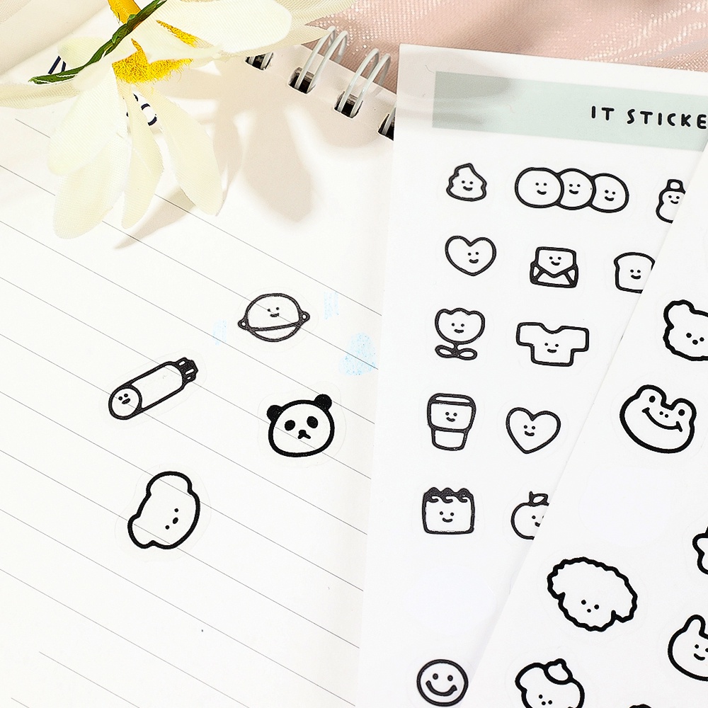 Self-adhesive Water Cup Marker Stiker Universal Dekorasi Rumah Stiker Lucu Kartun Hewan Handbook PET Stiker DIY Notebook Dekoratif Decals