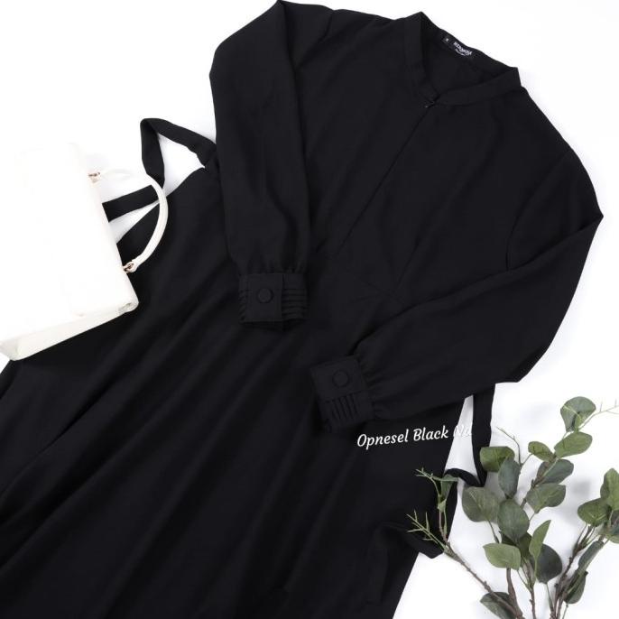 GAMIS SYARI POLOS HITAM GAMIS PREMIUM