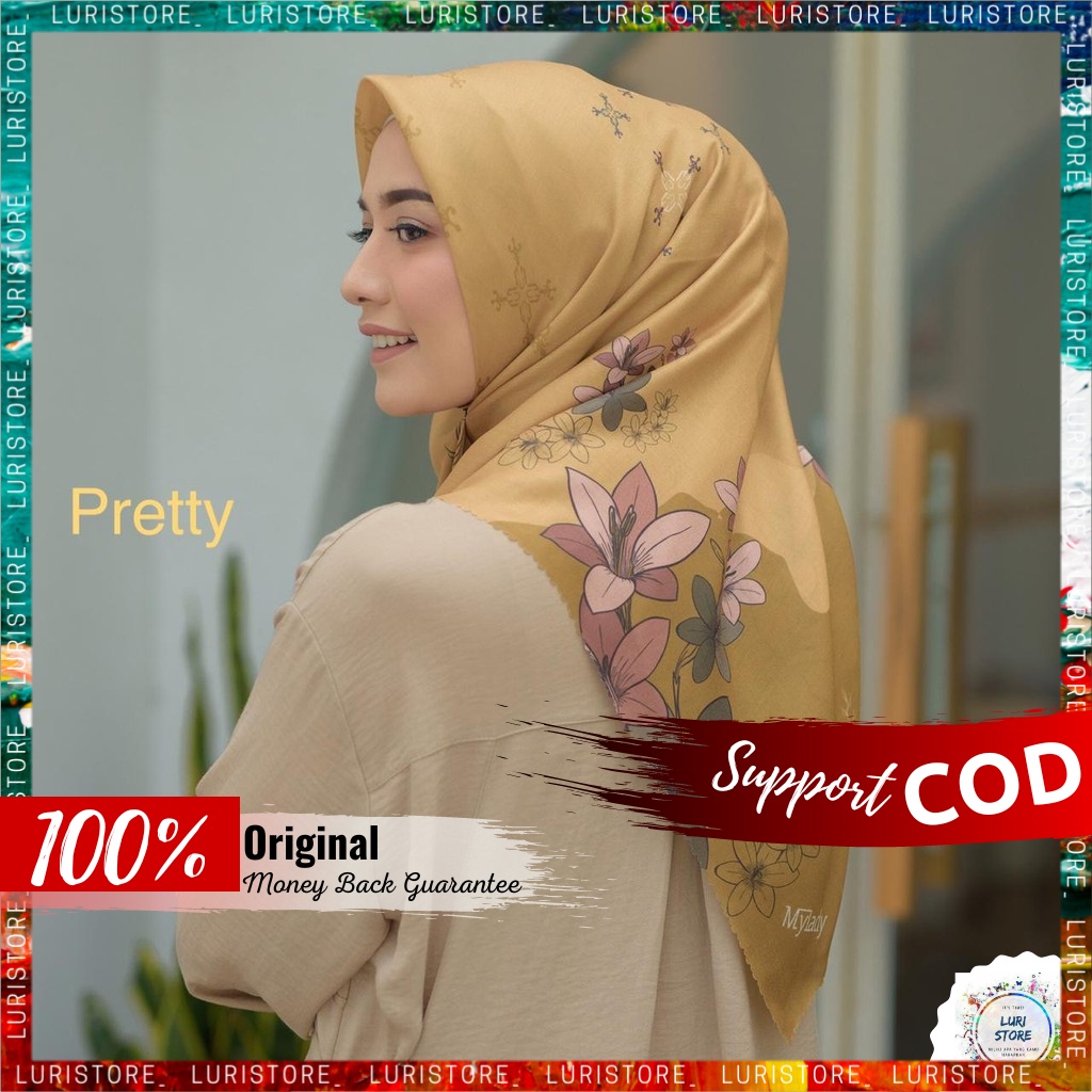 KERUDUNG MY LADY ORI PRETTY Hijab Jilbab Segi Empat Segiempat Voal Motif Mylady Terbaru Premium