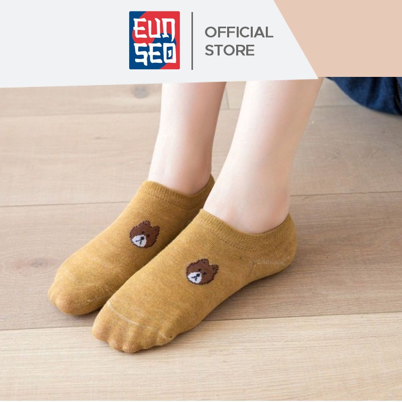 EUNSEO Kaos Kaki Wanita Bear Invisible Kaoskaki Fashion Korea Women Socks