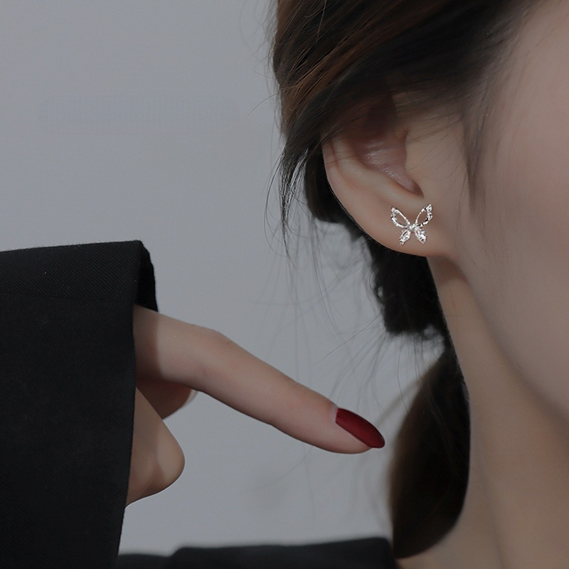 Anting Giwang Telinga Peri Hollow Butterfly Lapis Perak S925 Untuk Gadis Manis