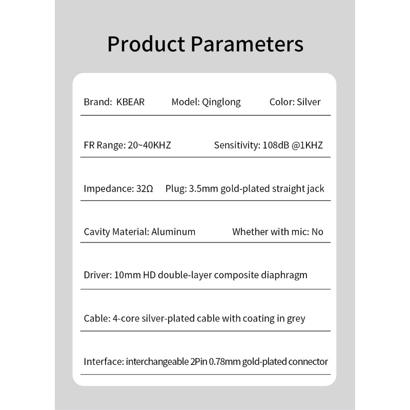 Kbear Qinglong PU+Mengintip Double-layer Diafragma Komposit IEM Logam CNC Earphone 2Pin Kabel HiFi Headphone Musik Vokal Lari Earbud