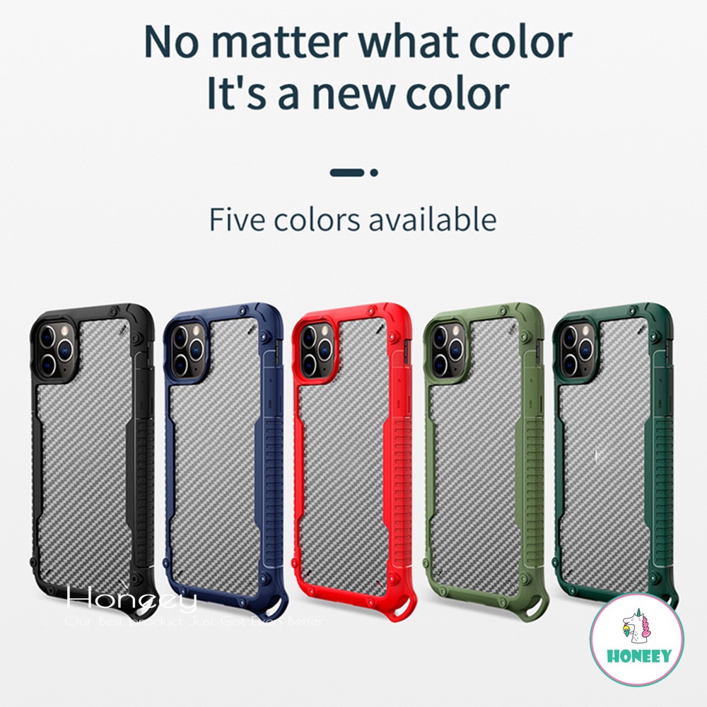 Armor Shockproof Bumper Lanyard Phone Case compatible for IPhone 13 12 11 Pro Max 7 Plus Carbon Fibre Texture Anti-Shock Soft TPU Case