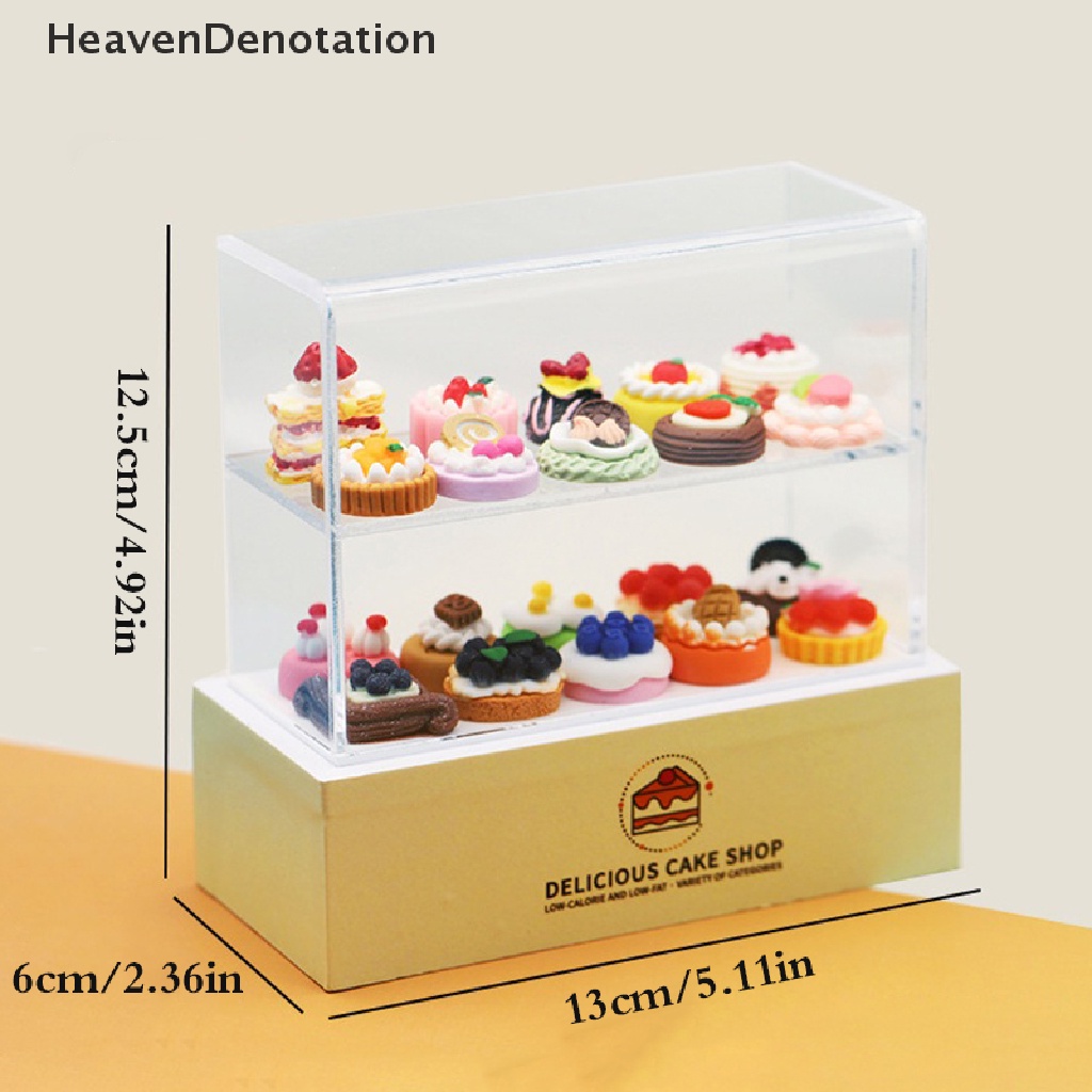 [HeavenDenotation] 1pc 1: 12rumah Boneka Miniatur Pajangan Kue Konter Model Lemari Makanan Penutup Etalase Makanan Snack Kabinet Toko Scene Decor Mainan HDV