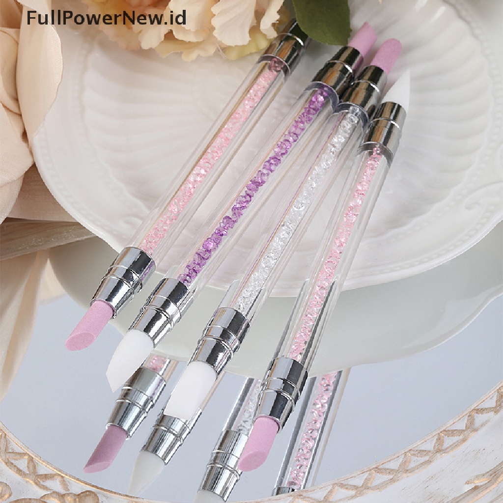Power 1Pc Dual-ended Silicone Nail Tools Silikon Berlian Imitasi Kutek Ukir Pen ID