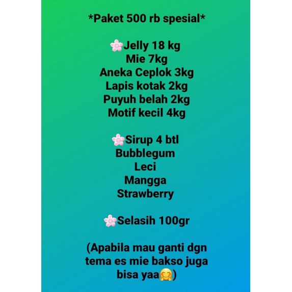 

Paket Usaha Es Mie Jelly 500rb Spesial by Delicool