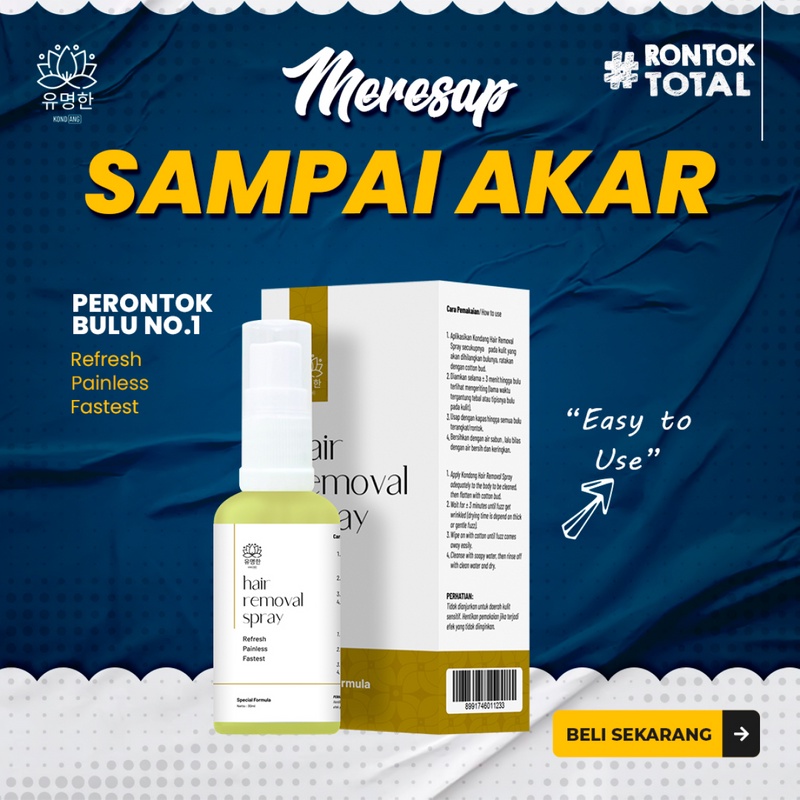 Penghilang Bulu Kaki Permanen Perontok Bulu Ketiak Secara Permanen Kondang Hair Removal Spray 30ml