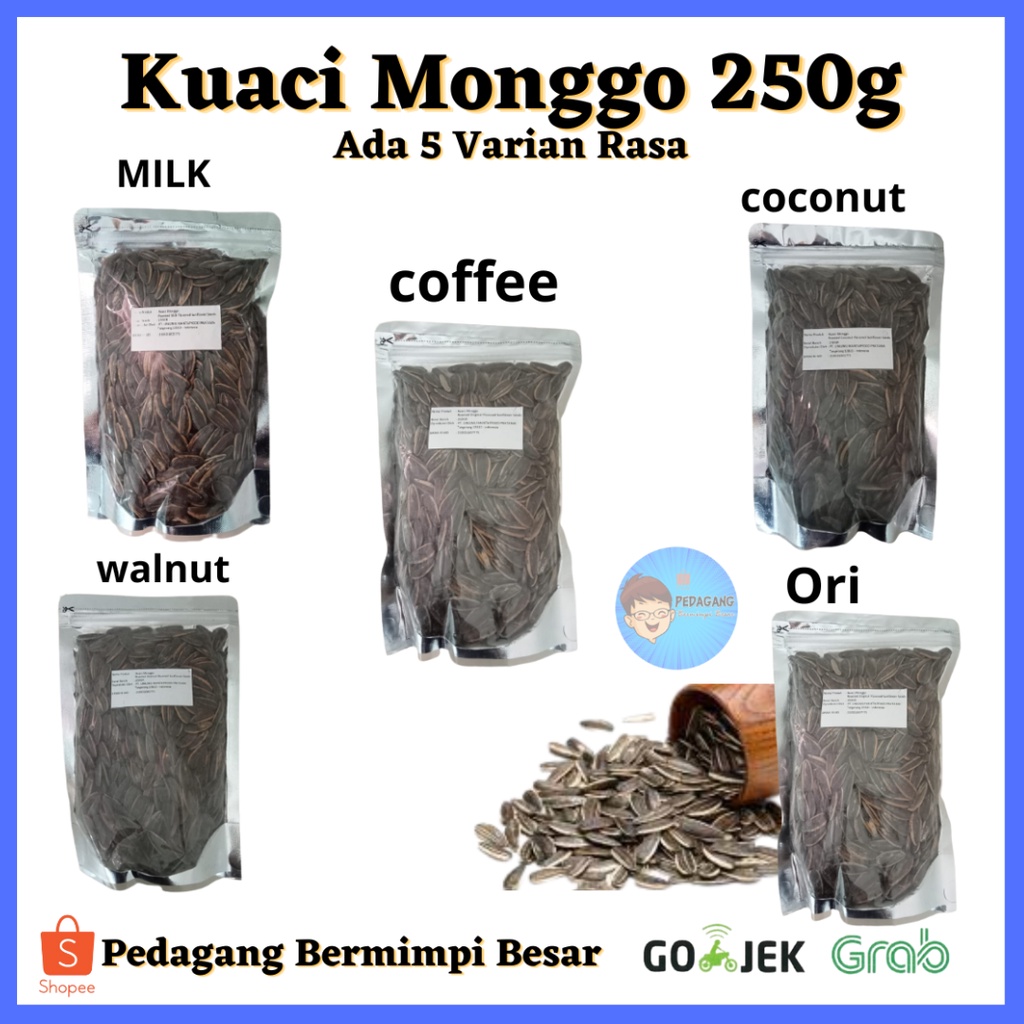 Kuaci Monggo 250 Ada 5 Varian/ Kuaci Monggo/ Kuaci/ kwaci matang/ Kuaci Biji Bunga Matahari / kwaci 250g