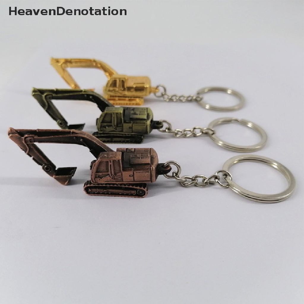 [HeavenDenotation] Alloy 3D Tiga Dimensi Excavator Gantungan Kunci Liontin Aksesori Mobil Hadiah HDV