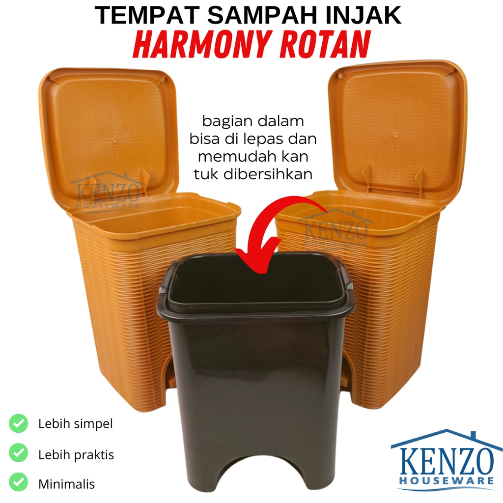 Tempat Sampah Injak 10 Liter Tempat Sampah Injak HARMONI TABITHA Tong Sampah Injak Motif Rotan