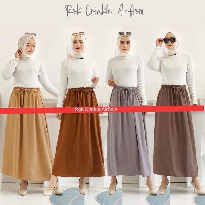 Rok Crinkle Airflow Nyaman Anti Kusut / Rok Wanita Polos Keren