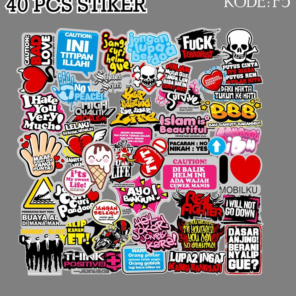 

H91 [ MAC ] 40 PCS STICKER AESTHETIC KATA KATA LUCU UNTUK LAPTOP CASE TUMBLER ANTI AIR - F5 TERBARU ㆊ