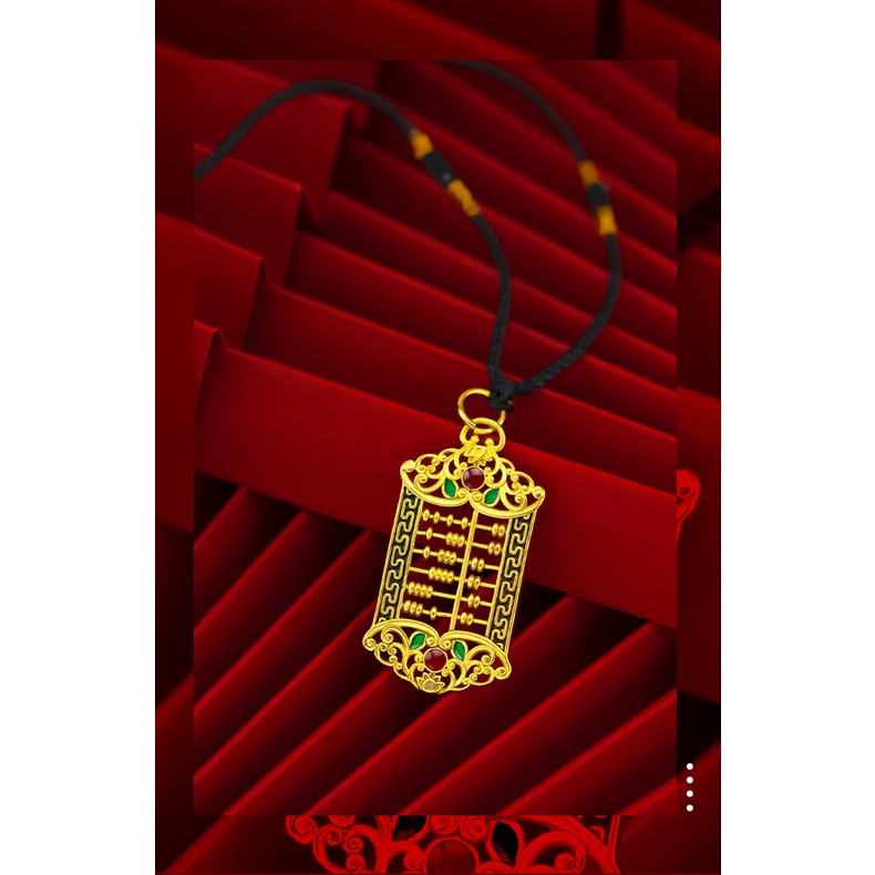 Goldkingdom Perhiasan Fashion Emas Asli Kadar 375Bangkok Aksesoris Ready Stock Pria Dan Wanita Berlapis Emas Retro Membakar Sempoa Biru Liontin Sangat Sederhana Dan Sombong