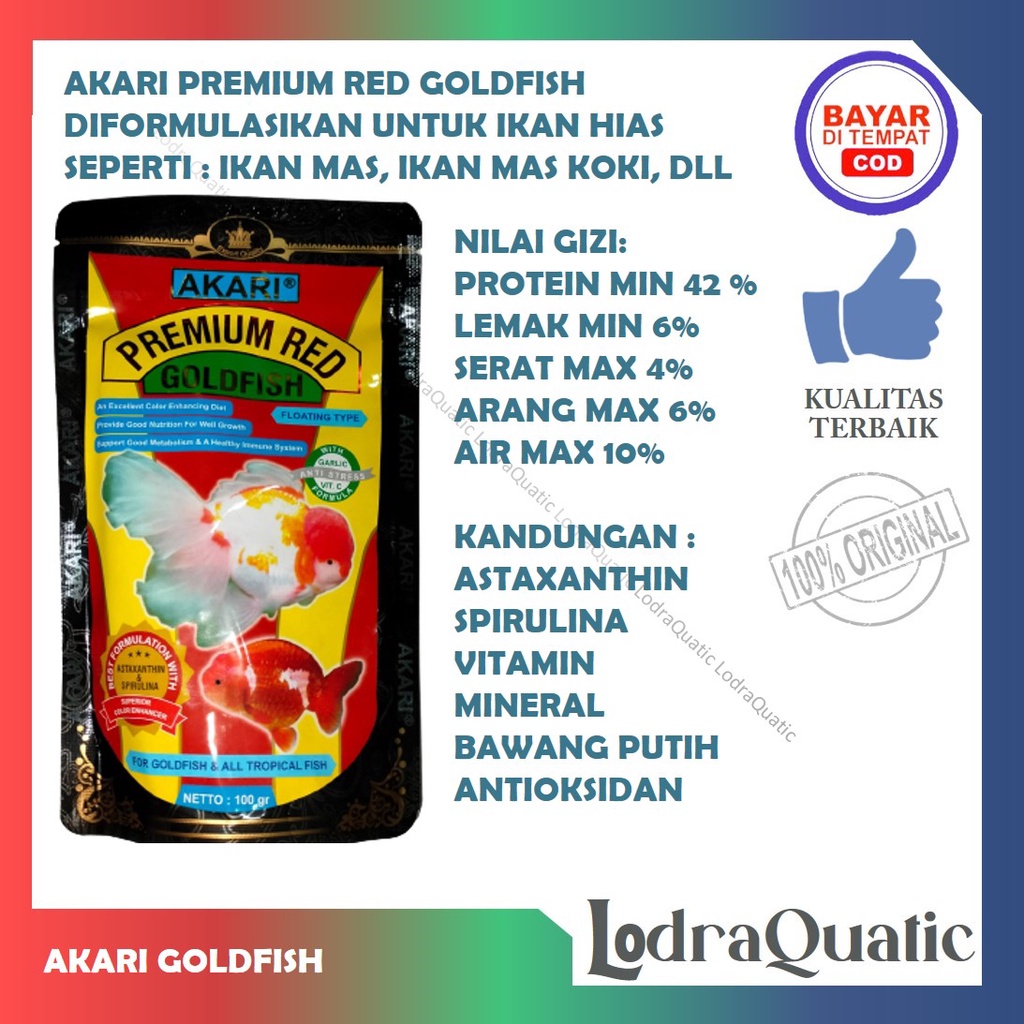 PELET AKARI PREMIUM RED GOLDFISH AKARI PREMIUM RED-BLOOD PARROT COLOUR BOOSTER ANTI STRESS AKARI LOUHAN PRO PELET AKARI PREDATOR PREMIUM RED PELET IKAN HIAS PELET LOUHAN PELET PREDATOR PELET LOHAN