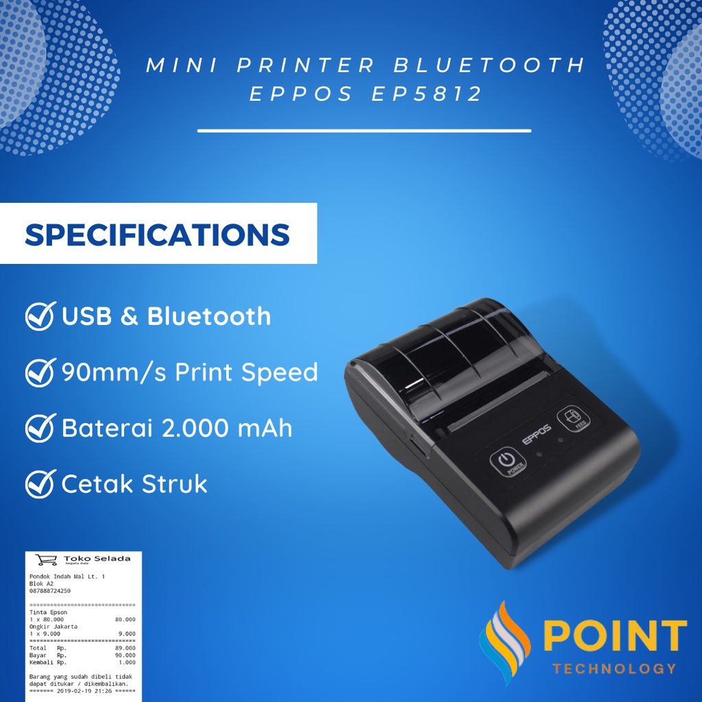 Mini Printer Bluetooth EPPOS EP5812 Termurah