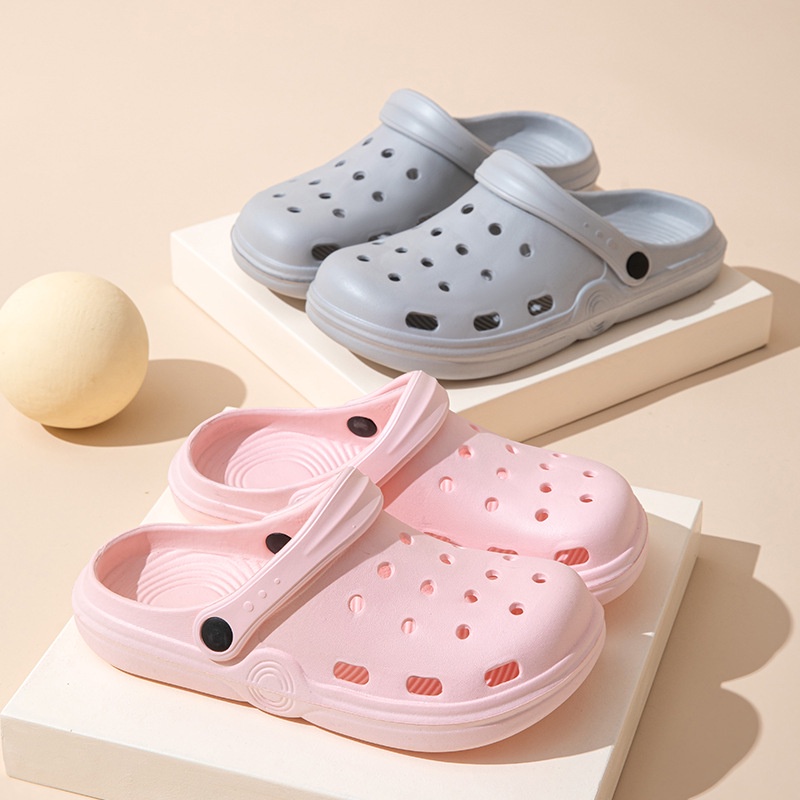 Sandal Crocs Polos Slip On Wanita Praktek Suster Medis Dokter Kodok Baim Karet Anti Slip Flip Flop Flat Slop On A092