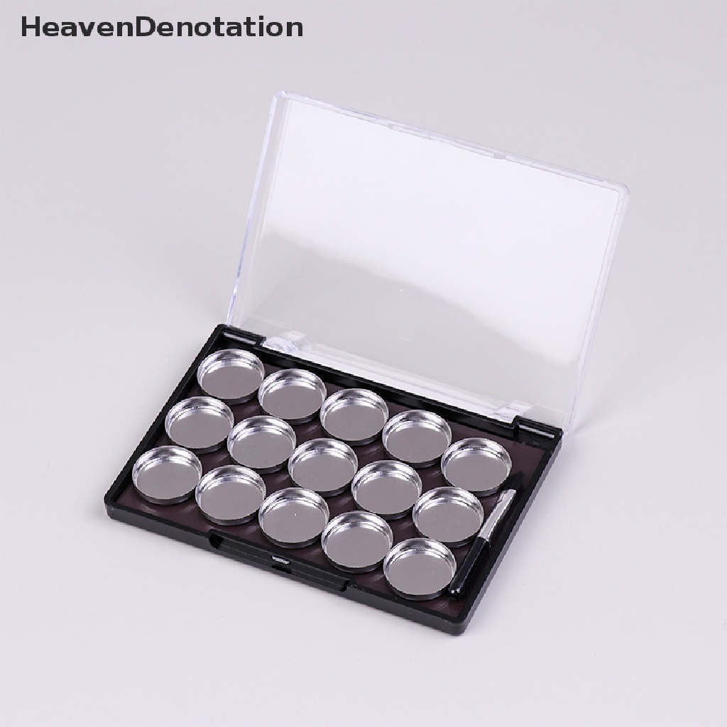 [HeavenDenotation] 1pc Palet Kosmetik Magnetik Kotak Makeup DIY Dengan 15kisi Plat Besi Dan Kuas HDV