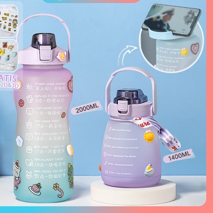 12.12 BIG SALE FASION Bottle Big Belly / Botol Minum Stiker Lucu 2D 3D 1,4 L 2 Liter Korea Viral bur