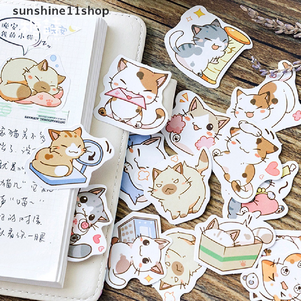 Sho 45pcs/box My Naughty Cats Diy Mini Paper Sticker Diary Album Scrapbooking Dekorasi Stiker Kawaii Stationery N