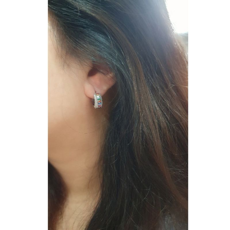 Anting Titanium Asli kilau mirip emas asli Premium Quality Anti Karat Anti Alergi Earling Branded Band Stainless Steel Ori Ant401